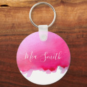 Porte-clés Aquarelle rose mignon fille nom du cadeau (Recto)
