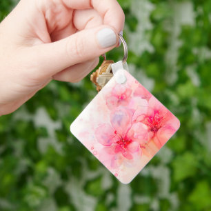 Porte-clés Aquarelle rose Pétale Élégance