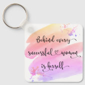 Porte-clés Aquarelle rose Quote de femme avec succès (Recto)