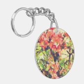 Porte-clés Aquarelle rose rouge Motif floral 1 (Devant gauche)