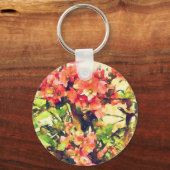 Porte-clés Aquarelle rose rouge Motif floral 1 (Recto)