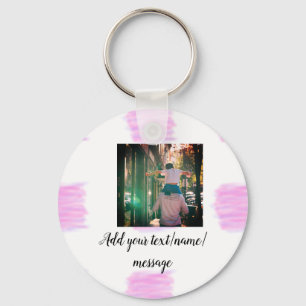 Porte-clés Aquarelle rose violet père fils papa ajouter l'ima