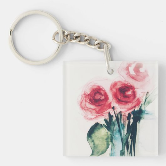 Porte-clés Aquarelle Roses rouges (Devant)