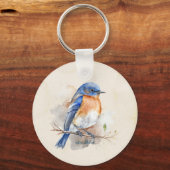 Porte-clés Aquarelle rustique Bleu adorable (Verso)