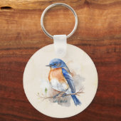 Porte-clés Aquarelle rustique Bleu adorable (Recto)