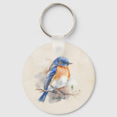 Porte-clés Aquarelle rustique Bleu adorable (Verso)