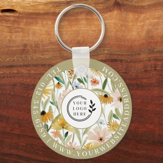 Porte-clés Aquarelle rustique Fleurs sauvages Ajouter Logo En (Recto)