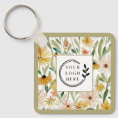 Porte-clés Aquarelle rustique Fleurs sauvages Logo Code QR (Recto)