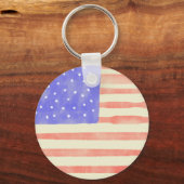 Porte-clés Aquarelle rustique USA drapeau américain (Verso)