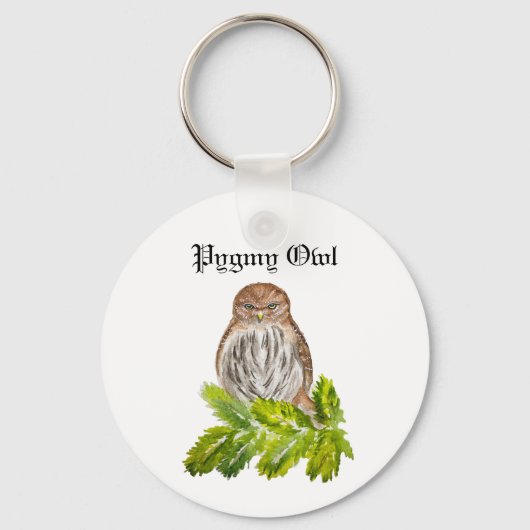 Porte-clés Aquarelle Saw Whet Cute Little Owls (Recto)