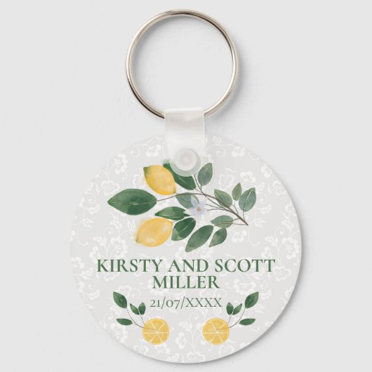 Porte-clés Aquarelle Sicilienne Lemons Mariage (Recto)