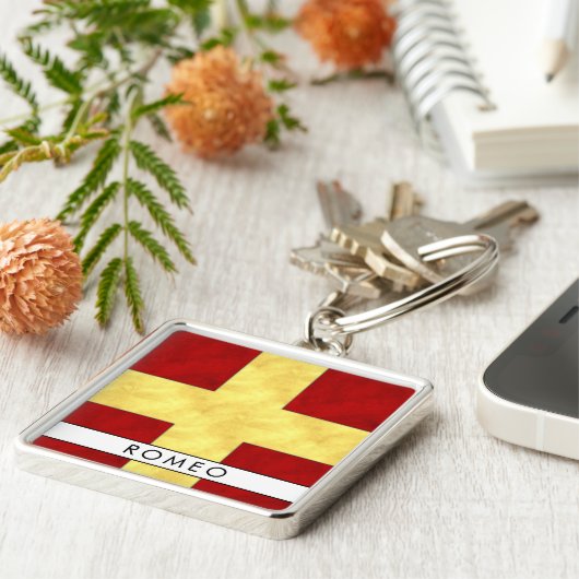 Porte-clés Aquarelle Signal nautique Pavillon maritime (Côté)