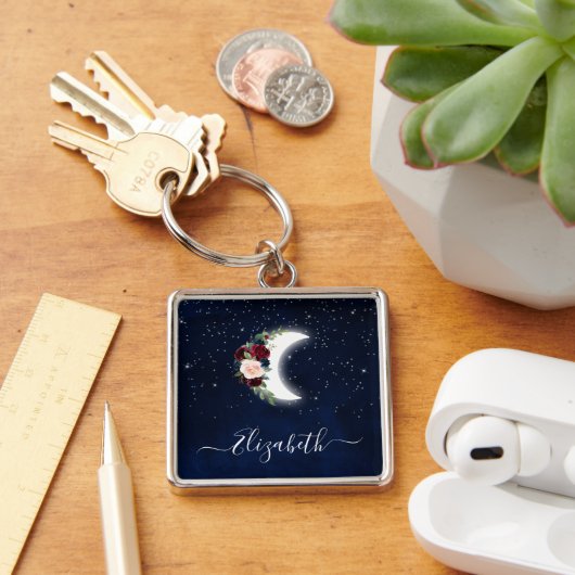 Porte-clés Aquarelle Sky Celestial Floral Moon Stars (Bureau)