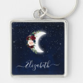 Porte-clés Aquarelle Sky Celestial Floral Moon Stars (Devant)