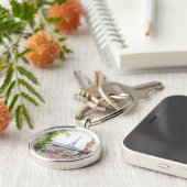 Porte-clés Aquarelle Tour Eiffel Paris Café français (Côté)