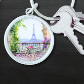 Porte-clés Aquarelle Tour Eiffel Paris Café français