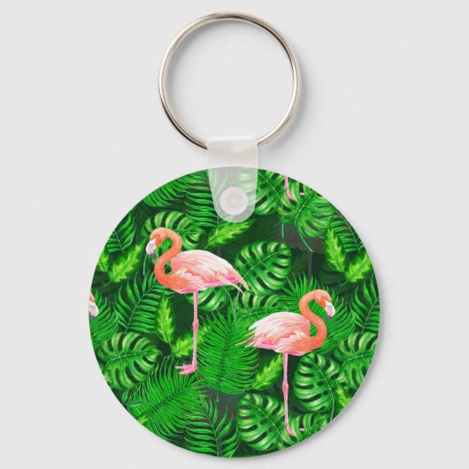 Porte-clés Aquarelle tropicale Flamant rose (Recto)