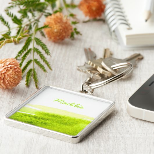 Porte-clés Aquarelle vert citron vert (Côté)