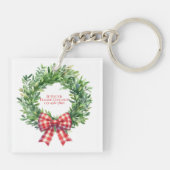 Porte-clés Aquarelle Verte Avec Bow En vichy Rouge (Dos)