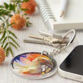 Porte-clés Aquarelle vibrante du Porte - clé acrylique fille (Devant Droit)