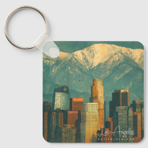 Porte-clés Aquarelle vintage de Los Angeles   Californie rétr