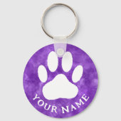 Porte-clés Aquarelle violette blanche du texte personnalisé E (Verso)