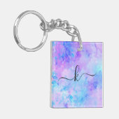 Porte-clés Aquarelle violette et turquoise (Devant gauche)