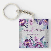 Porte-clés Aquarelle violette Floral et Mariage Parties scint (Devant)