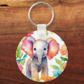 Porte-clés Aquarelle vive de l'éléphant (Recto)