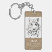 Porte-clés Aquarelles d'origine Tiger Année Zodiac burlap Nom (Devant gauche)
