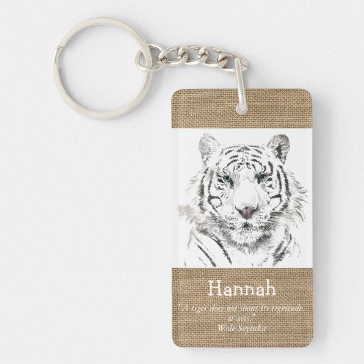 Porte-clés Aquarelles d'origine Tiger Année Zodiac burlap Nom (Devant)