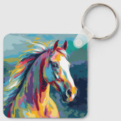 Porte-clés Aquarelles Illustration de la tête de cheval (Dos)