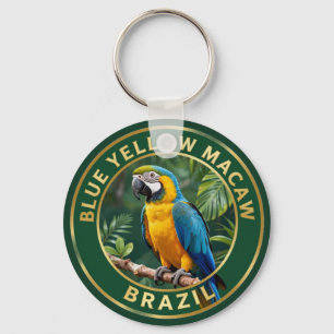 Porte-clés 🦜 Ara bleu et jaune Brésil Oiseau tropical