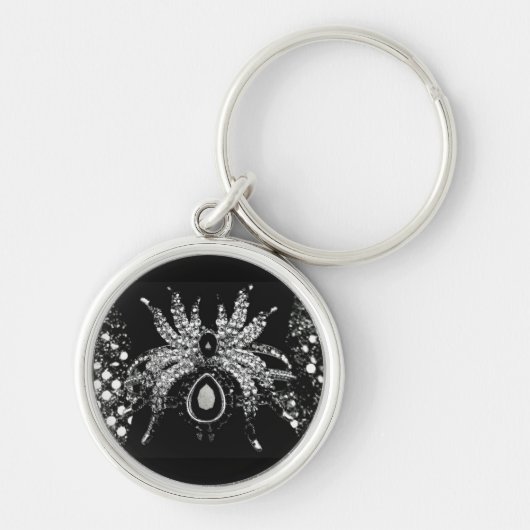 Porte-clés Araignée strass diamant et tarentule noire (Devant)