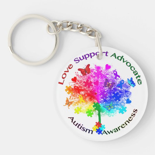 Porte-clés Arbre arc-en-ciel Autisme (Devant)