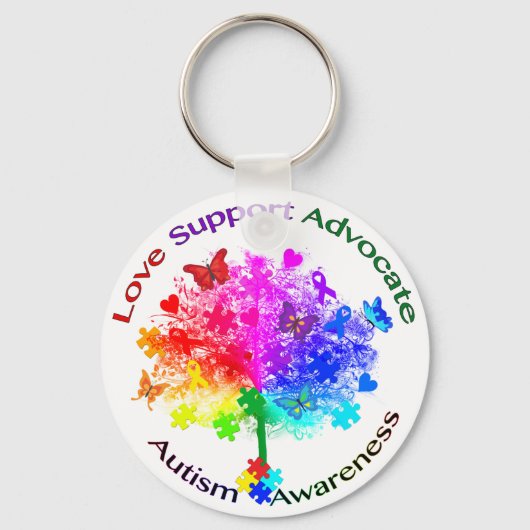 Porte-clés Arbre arc-en-ciel Autisme (Recto)