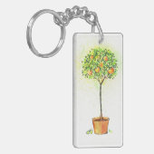 Porte-clés Arbre d'agrume peint d'aquarelle dans le pot (Devant gauche)