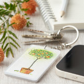 Porte-clés Arbre d'agrume peint d'aquarelle dans le pot (Devant droit)