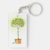 Porte-clés Arbre d'agrume peint d'aquarelle dans le pot (Dos)