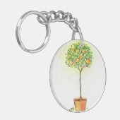 Porte-clés Arbre d'agrume peint d'aquarelle dans le pot (Devant gauche)