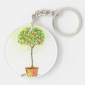Porte-clés Arbre d'agrume peint d'aquarelle dans le pot (Dos)