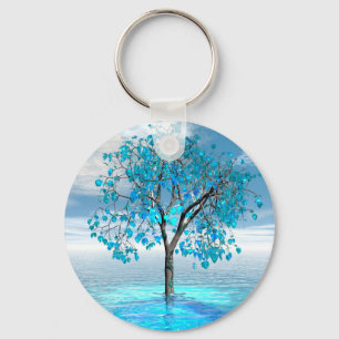 Porte-clés arbre de cristal bleu