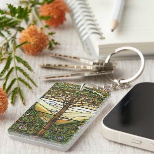 Porte-clés Arbre de la vie/de fenêtre en verre teinté de