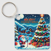 Porte-clés Arbre de Noël 8 bits & Père Noël (Recto)