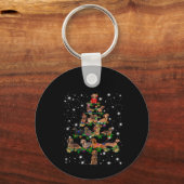 Porte-clés Arbre De Noël De Dachshund Couvert De Lampe De Feu (Recto)