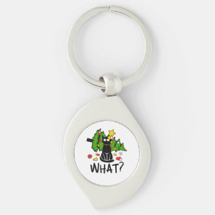 Porte-clés Arbre de Noël drôle de chat noir Noël joyeux Santa