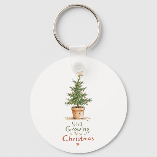 Porte-clés Arbre de Noël en pot à l'aquarelle (Recto)