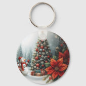 Porte-clés Arbre De Noël Et Snowman (Recto)