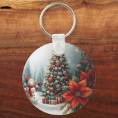Porte-clés Arbre De Noël Et Snowman (Verso)