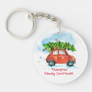 Porte-clés Arbre de Noël familial de vacances personnalisable